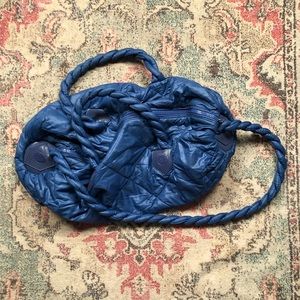 DVF blue duffel bag